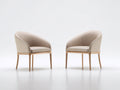 Sillas de comedor tapizadas efecto piel 58x60x82 cm - beige - patas de madera y diseño envolvente moderno