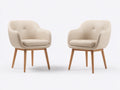 Sillas de comedor tapizadas en material efecto piel 60x58x84 cm - beige-madera - respaldo envolvente con botones y diseño moderno