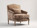 Sillón de terciopelo 92x90x98 cm - marrón claro y madera natural - diseño clásico con estructura tallada