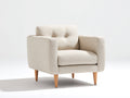 Sillón de tela 82x78x80 cm - Beige-Madera natural - Diseño moderno con respaldo capitoné y patas de madera
