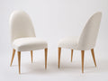 Sillas de comedor tapizadas 50 x 56 x 92 cm - crema y madera natural - respaldo alto redondeado de diseño elegante