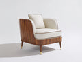 Sillón tapizado en tejido 84x79x78 cm - beige-marrón - estructura efecto madera y respaldo envolvente de diseño moderno