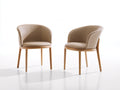 Sillas de comedor tapizadas en material efecto piel 58x57x82 cm - beige-madera - respaldo envolvente y diseño moderno para comedor