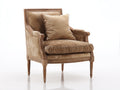 Sillón tapizado 78 x 80 x 98 cm - marrón claro y madera natural - estructura tallada de estilo clásico