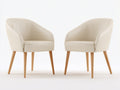 Sillas de comedor tapizadas efecto piel 58x60x84 cm - beige y madera natural - diseño envolvente con patas de madera