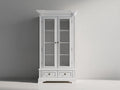Vitrina de madera con 2 puertas de cristal y 2 cajones 105x45x195 cm - blanco - diseño clásico