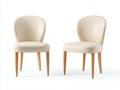 Sillas de comedor de cuero sintético 48x55x88 cm - Beige y madera natural - Juego de 2 con patas de madera