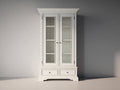 Vitrina de 2 puertas de cristal y 2 cajones 92x42x190 cm - blanco - diseño clásico con almacenamiento y exposición