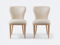 Sillas de comedor tapizadas 50 x 55 x 88 cm - beige y madera natural - respaldo curvo y diseño elegante