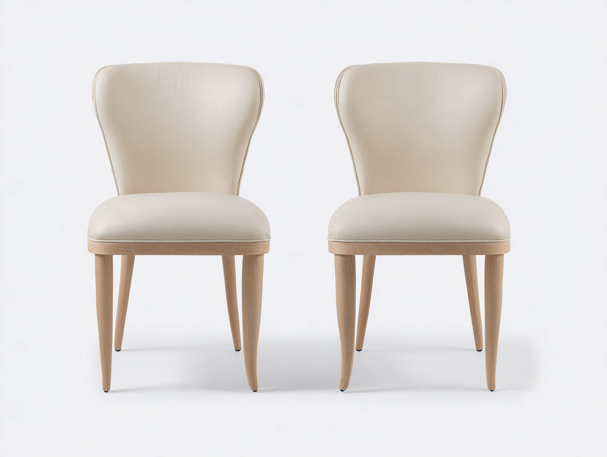 Sillas de comedor tapizadas 50 x 55 x 88 cm - beige y madera natural - respaldo curvo y diseño elegante