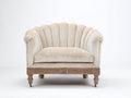 Sillón de terciopelo 100x88x92 cm - beige y madera natural - diseño clásico con respaldo acanalado